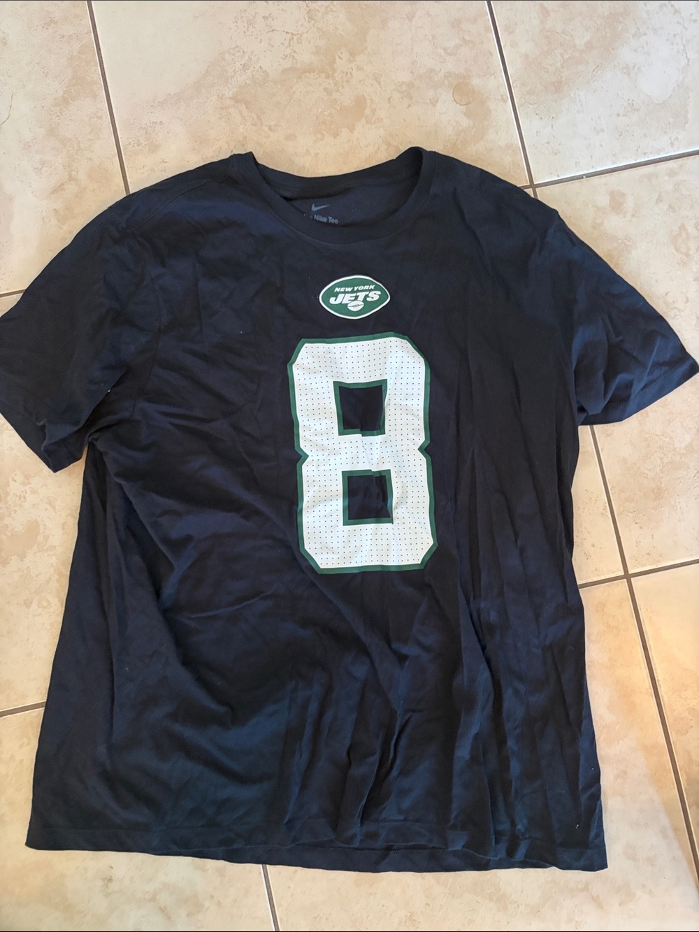 Nike Men's Black Tee with White and Green Number 8